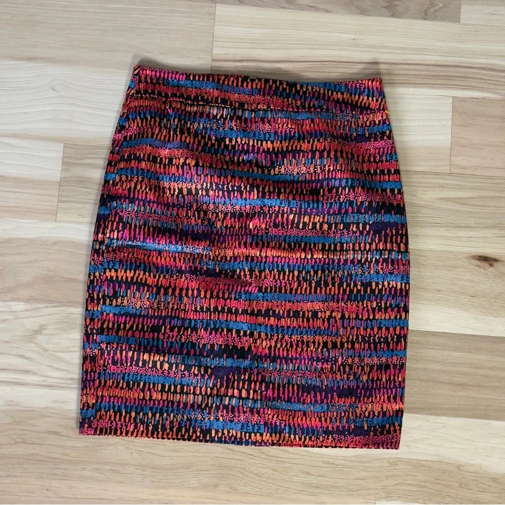 Ann Taylor Colorful Boho Pencil Lined Skirt Size 6 Back Zip Retro - Picture 4 of 8